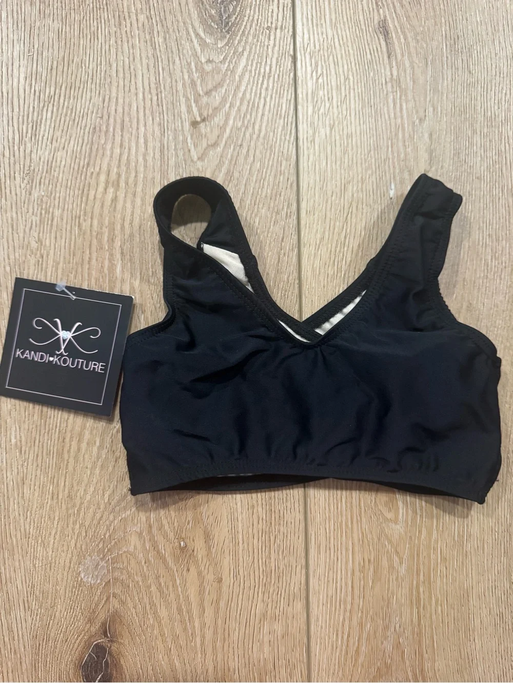 Kandi Kouture Cross My Heart Bra Top Black Child Medium CM Dancewear
